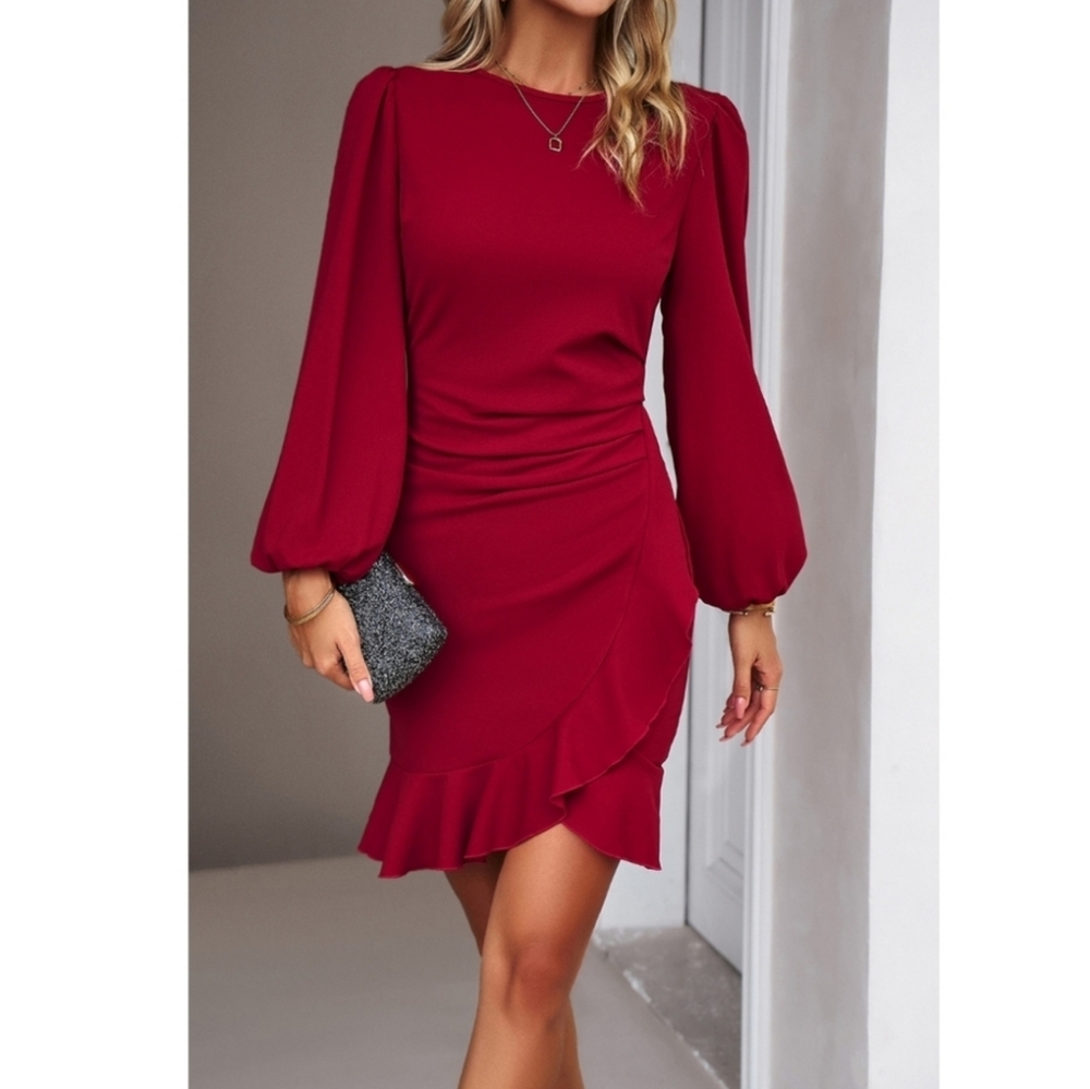 Red Dress with Ruffle Detail